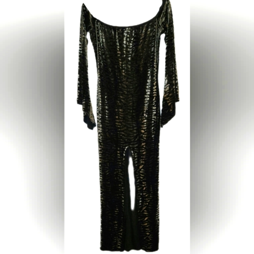 VINTAGE Black and Silver Tiger Stripe Gown LARGE / LIKE NEW